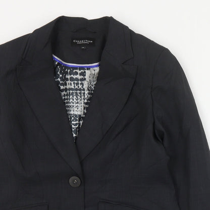 Collection Womens Grey Spotted Polyester Jacket Suit Jacket Size 14