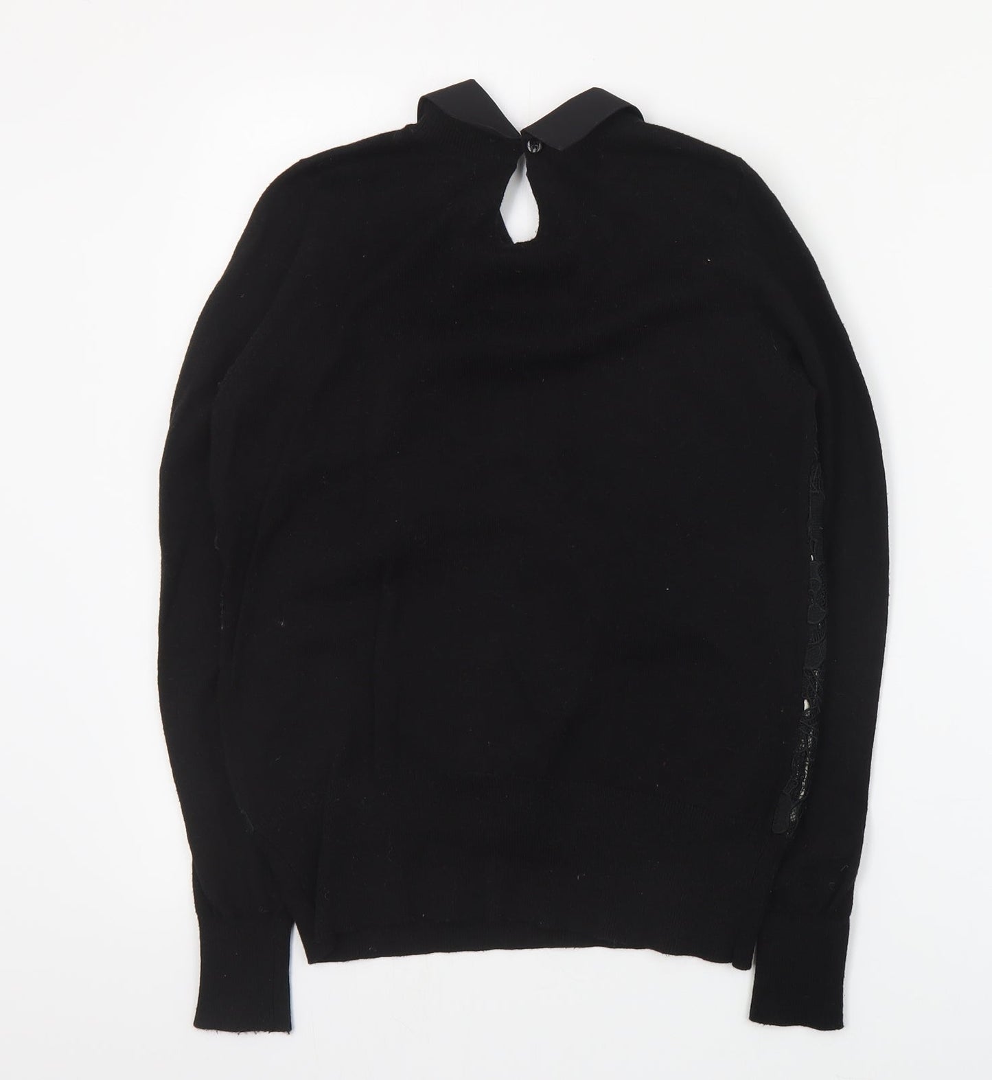 Oasis Womens Black Collared  Cotton Pullover Jumper Size XS
