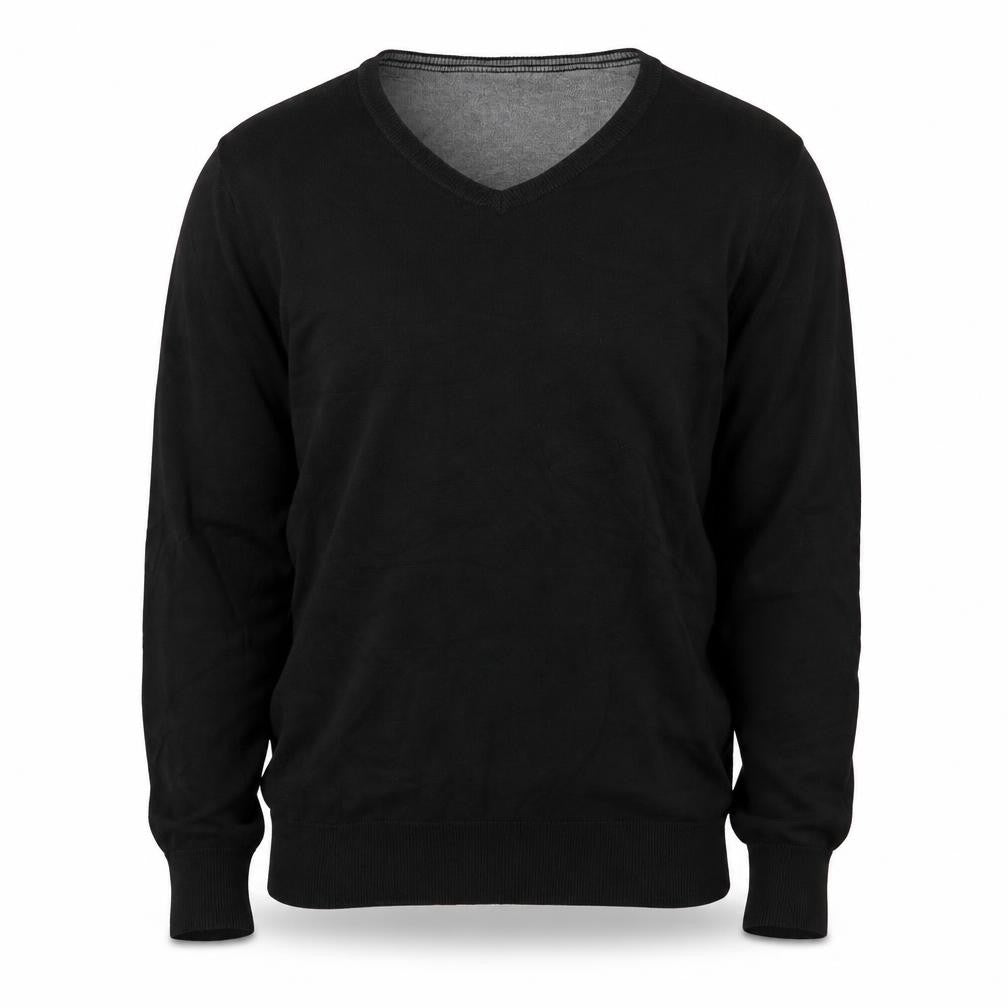 Tom Tailor  Mens Black V-Neck  Cotton Pullover Jumper Size M
