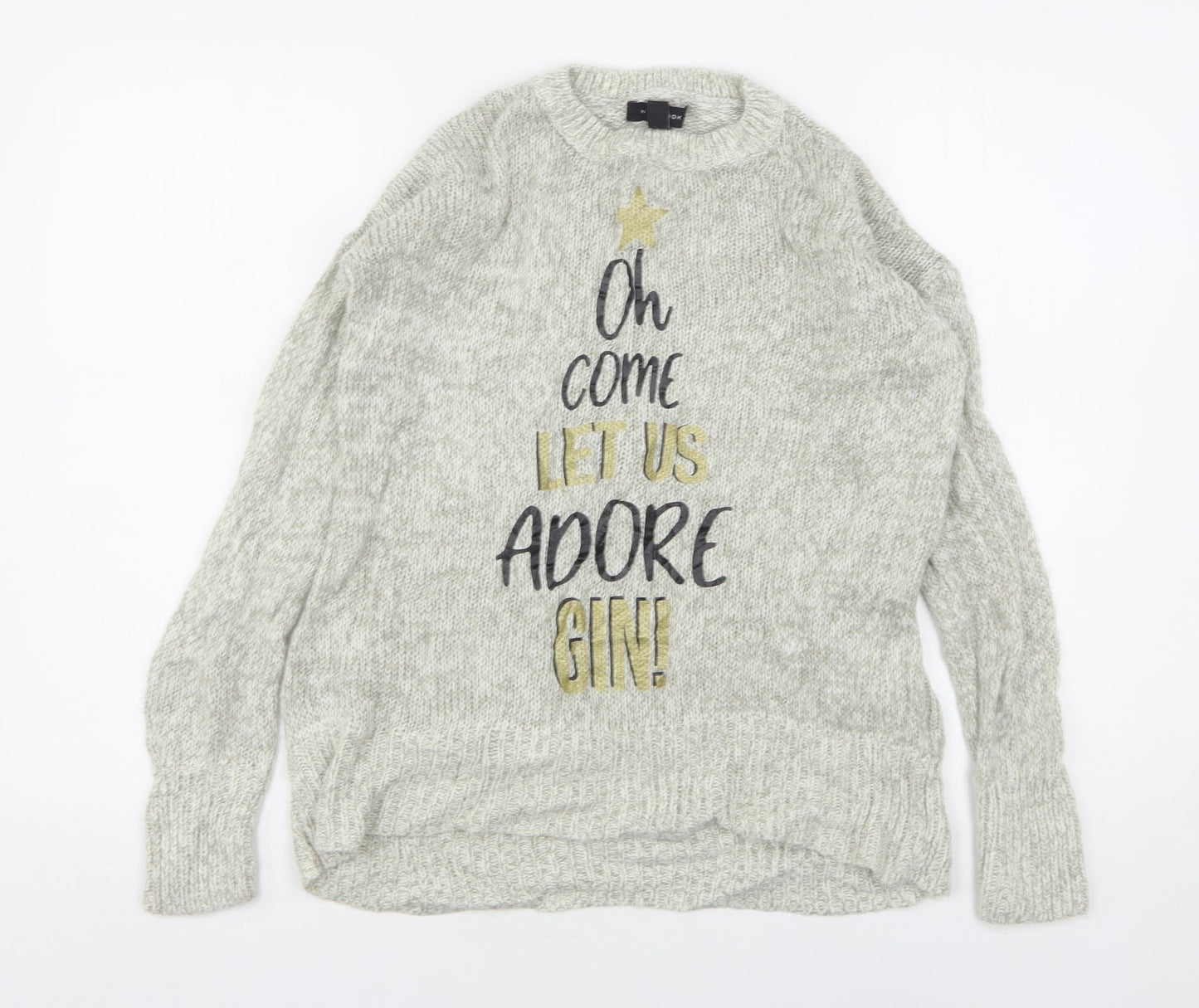 New Look Womens Grey Round Neck  Acrylic Pullover Jumper Size S