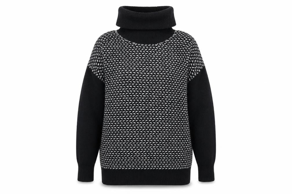 Wallis Womens Black Roll Neck Geometric Acrylic Pullover Jumper Size S