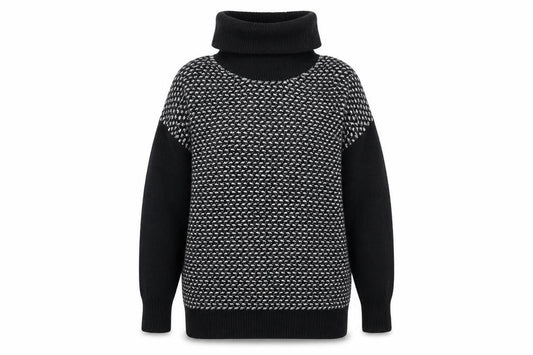 Wallis Womens Black Roll Neck Geometric Acrylic Pullover Jumper Size S