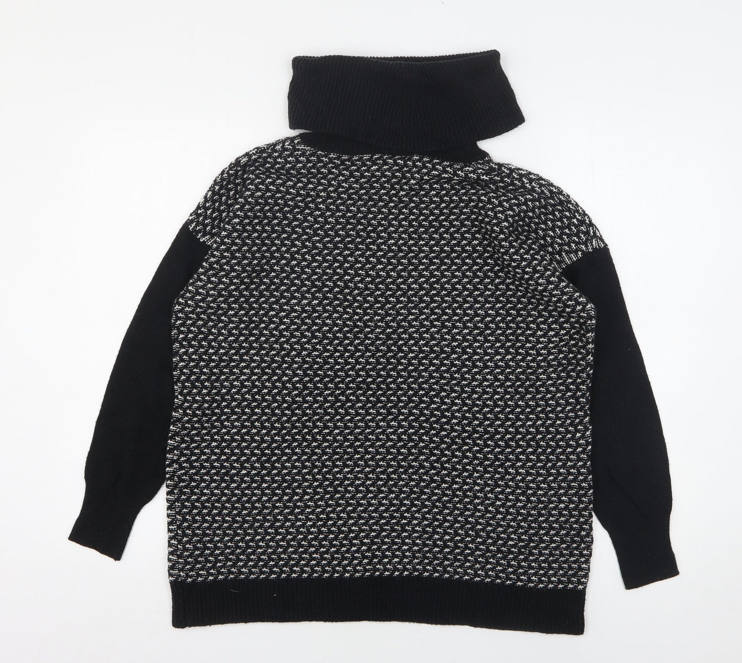 Wallis Womens Black Roll Neck Geometric Acrylic Pullover Jumper Size S