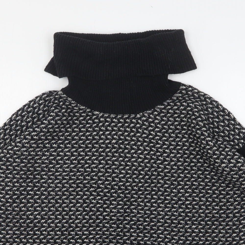 Wallis Womens Black Roll Neck Geometric Acrylic Pullover Jumper Size S