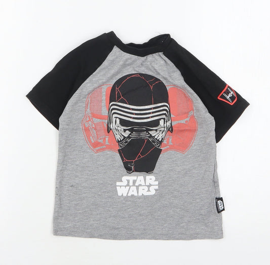 Disney Boys Multicoloured  Polyester Basic T-Shirt Size 4 Years Round Neck  - Star Wars