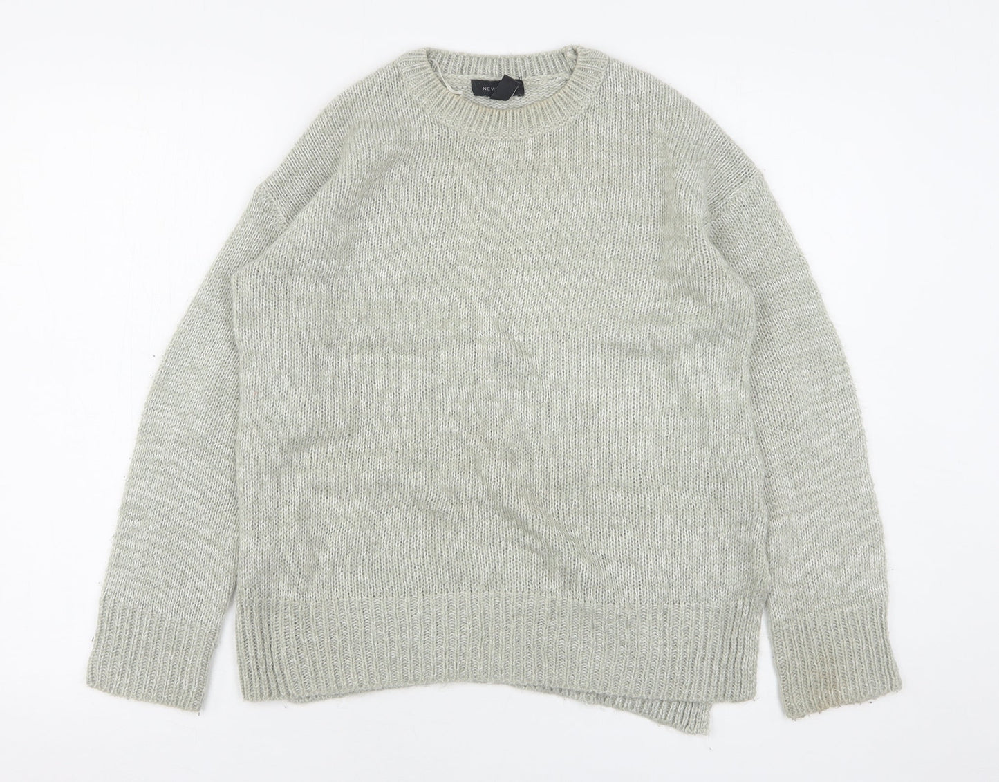 New Look Womens Grey Round Neck  Acrylic Pullover Jumper Size S