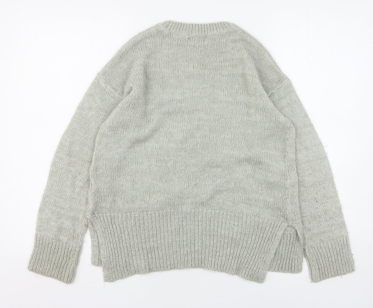 New Look Womens Grey Round Neck  Acrylic Pullover Jumper Size S
