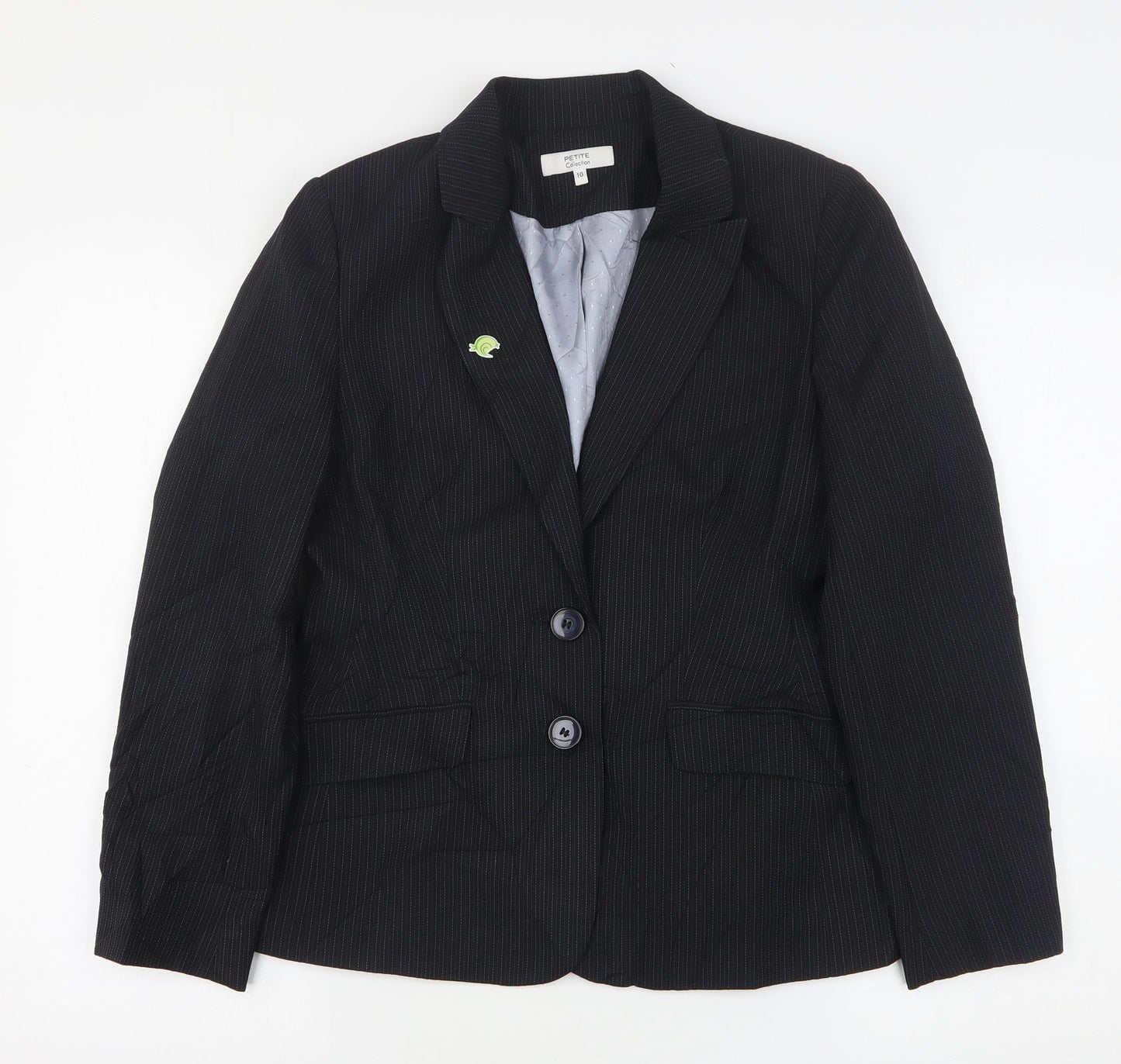 Debenhams Womens Black Striped Polyester Jacket Suit Jacket Size 10