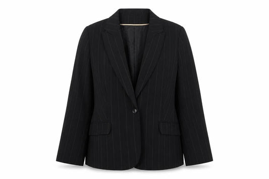 Dorothy Perkins Womens Black Striped Polyester Jacket Suit Jacket Size 18