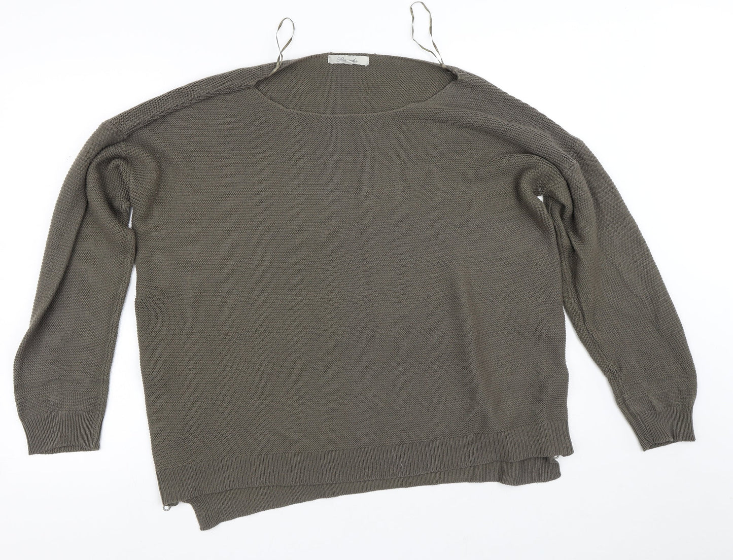 Peacocks Womens Green Round Neck  Acrylic Pullover Jumper Size XL