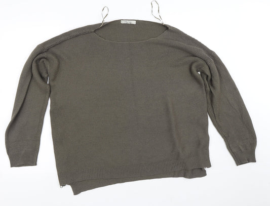 Peacocks Womens Green Round Neck  Acrylic Pullover Jumper Size XL