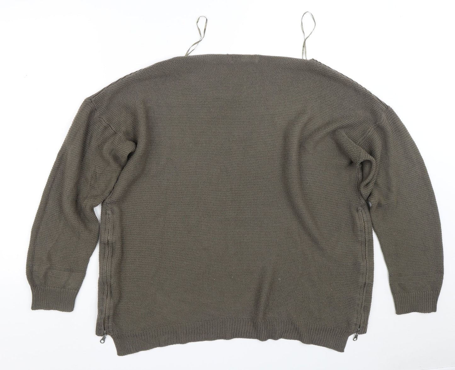 Peacocks Womens Green Round Neck  Acrylic Pullover Jumper Size XL
