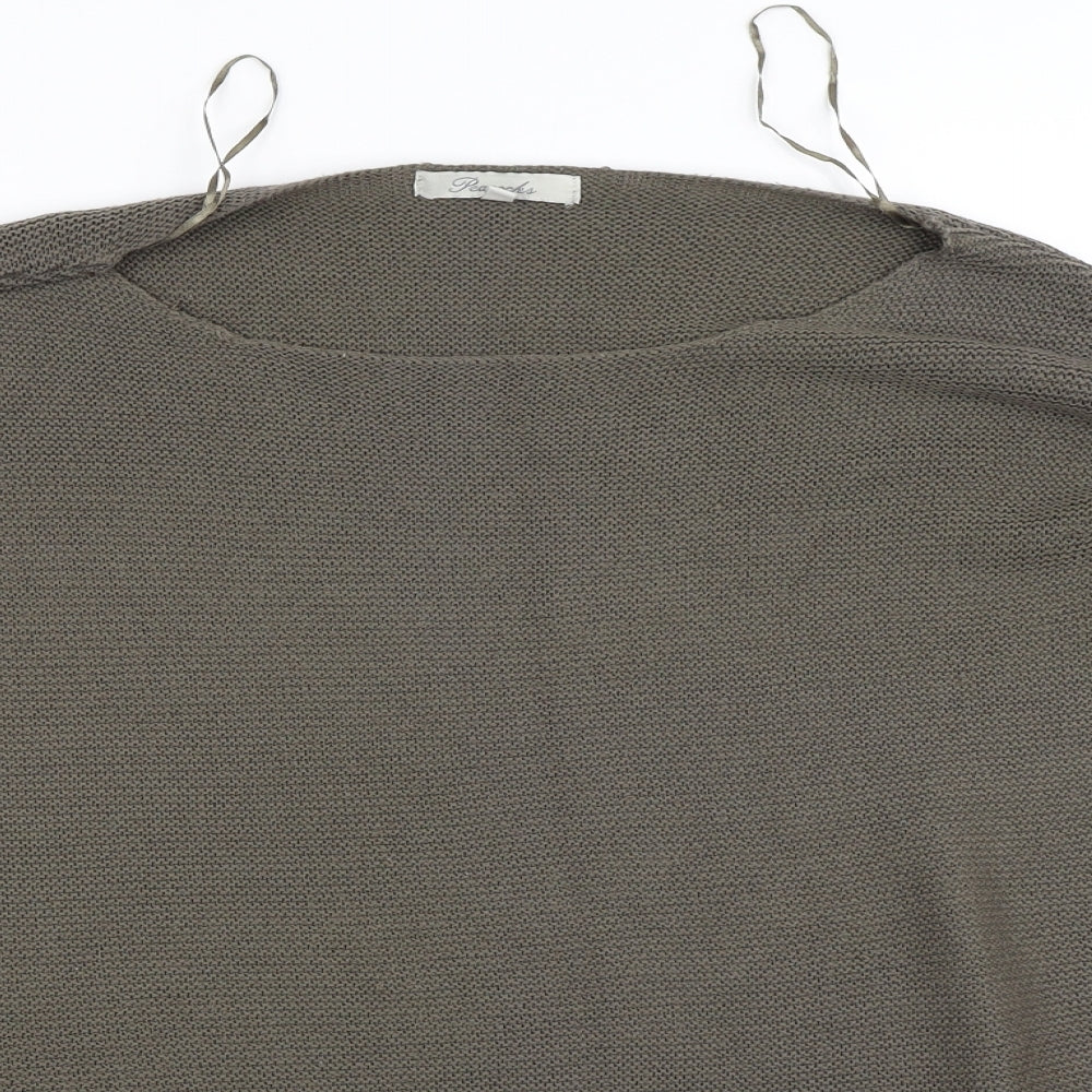 Peacocks Womens Green Round Neck  Acrylic Pullover Jumper Size XL
