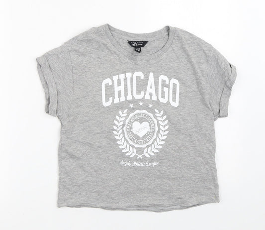 New Look Boys Grey  Cotton Basic T-Shirt Size 8-9 Years Crew Neck  - Chicago