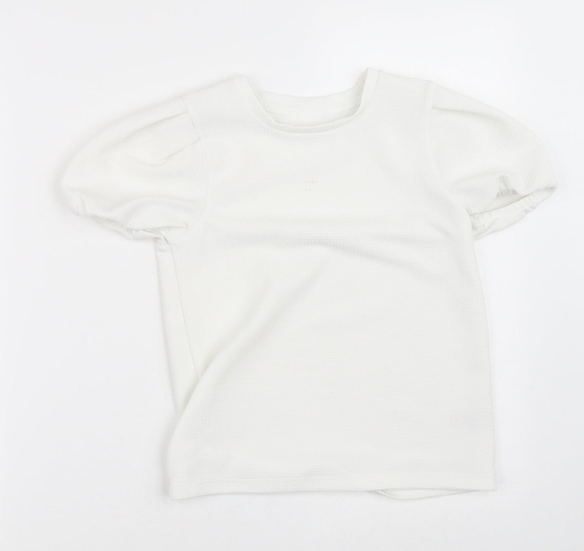 Dunnes Stores Girls White  Polyester Basic Blouse Size 10-11 Years Crew Neck