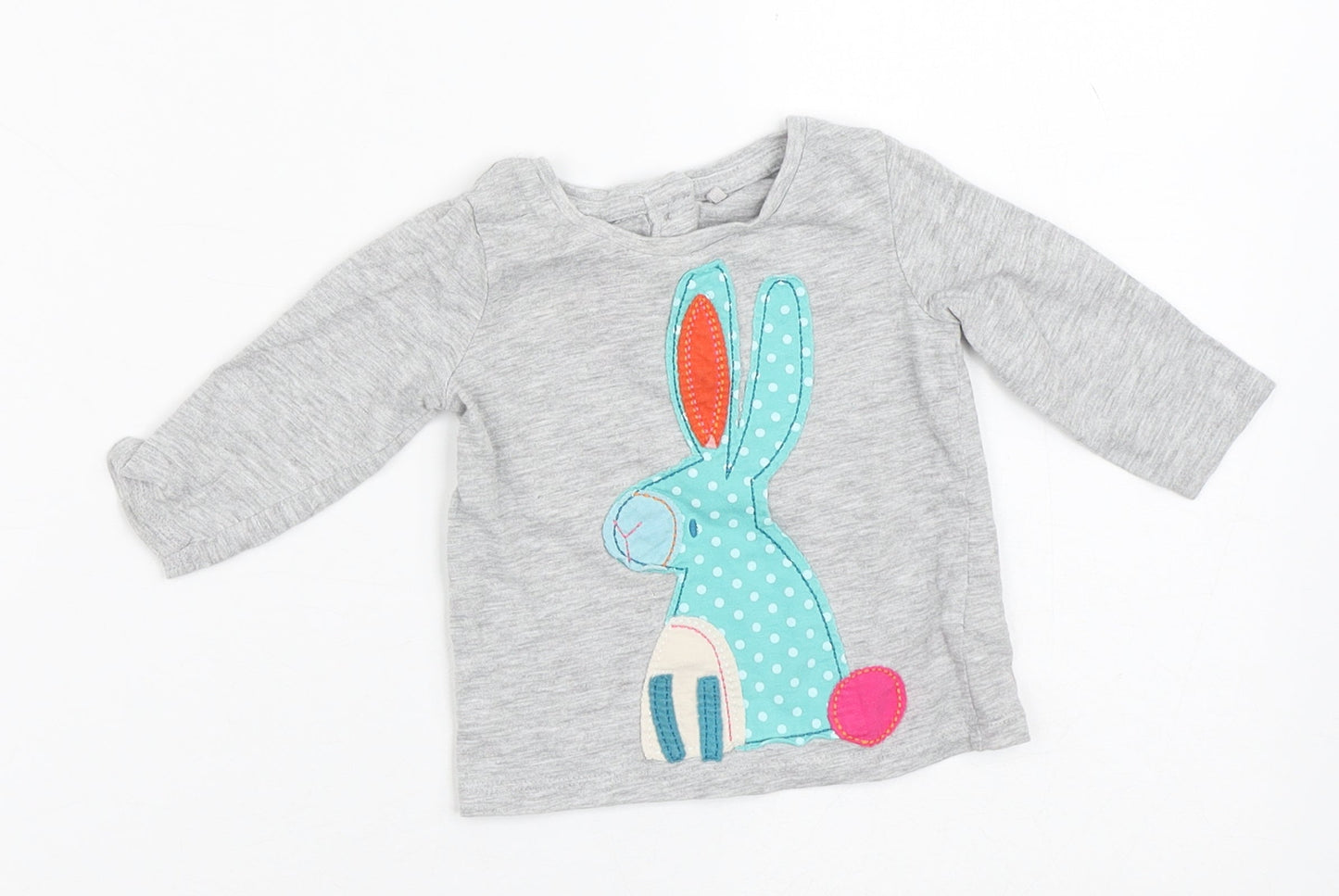 NEXT Baby Grey  Cotton Basic T-Shirt Size 3-6 Months Crew Neck  - Rabbit