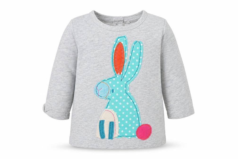 Next Baby Grey  Cotton Basic T-Shirt Size 3-6 Months Crew Neck  - Rabbit