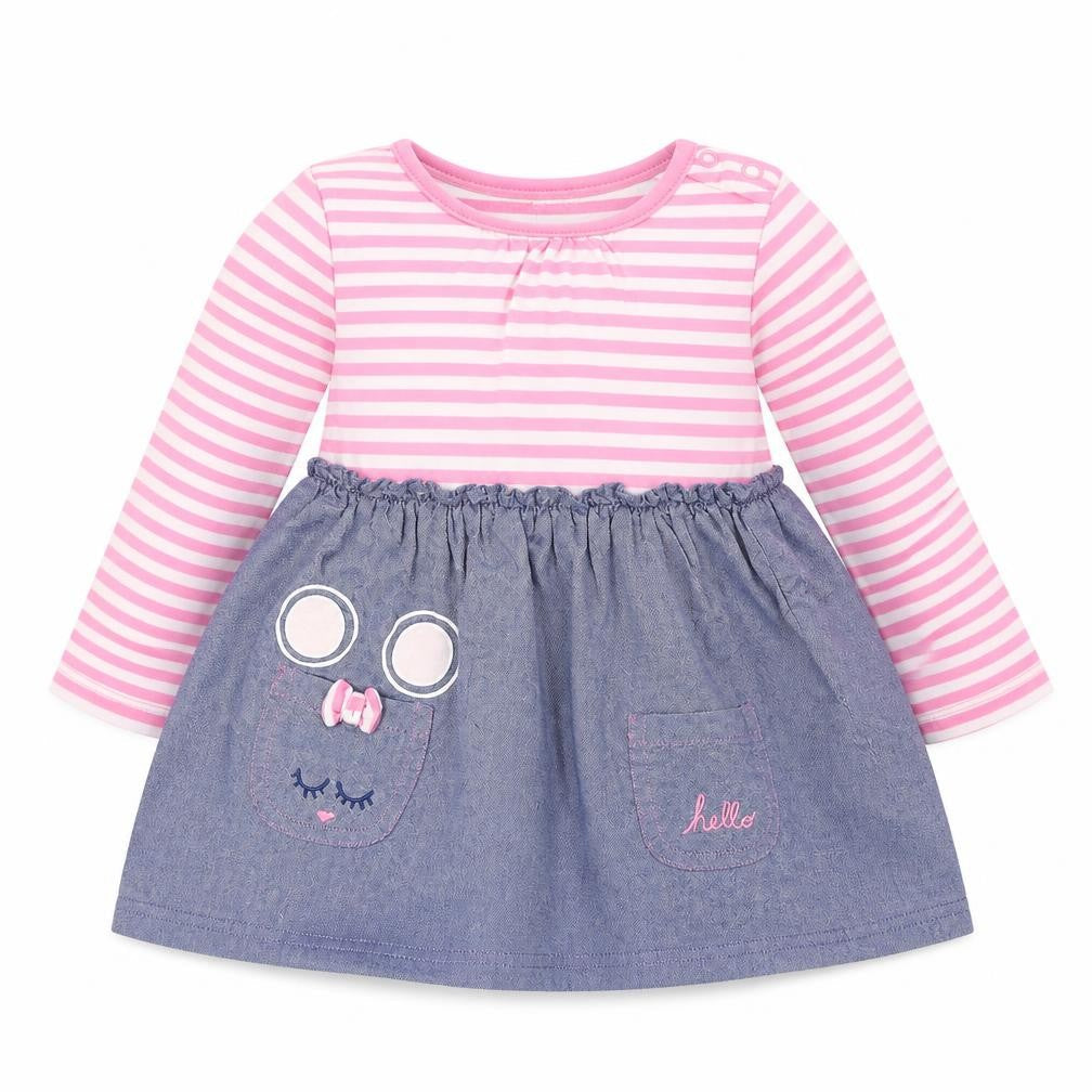 Bluezoo Girls Multicoloured Striped Cotton Fit & Flare  Size 6-9 Months  Crew Neck