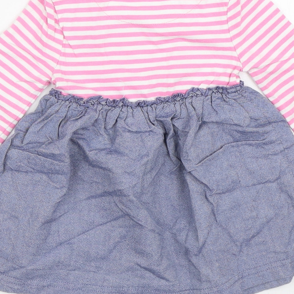 Bluezoo Girls Multicoloured Striped Cotton Fit & Flare  Size 6-9 Months  Crew Neck