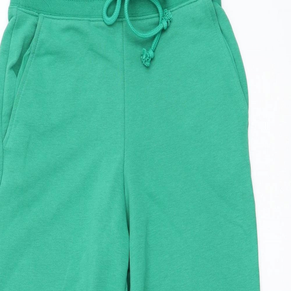 Marks and Spencer Womens Green  Cotton Jogger Trousers Size 6 L26 in Regular