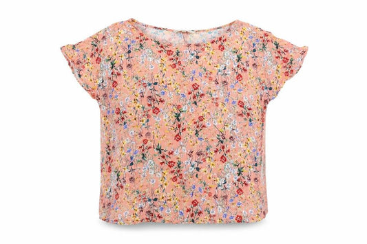 F&F Womens Pink Floral Viscose Basic Blouse Size 10 Round Neck