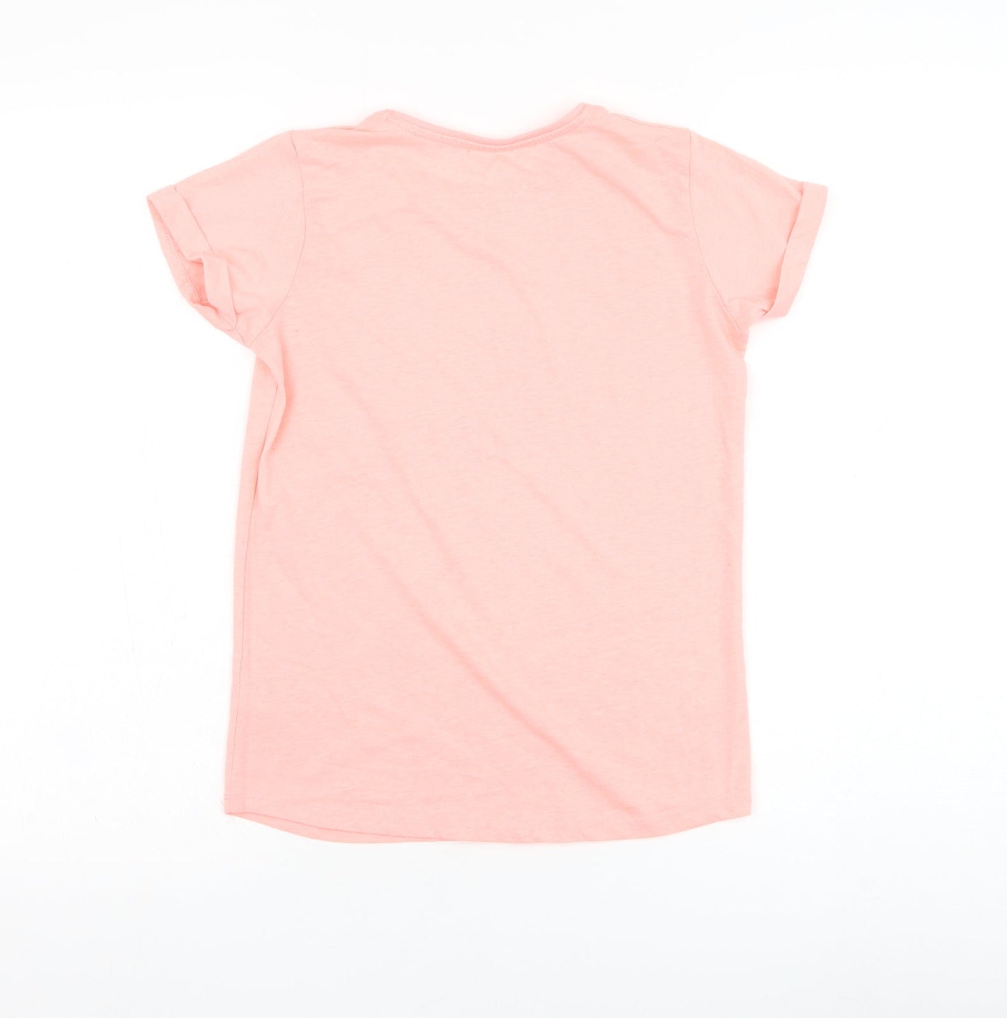 Primark Girls Pink  Polyester Basic T-Shirt Size 10-11 Years Round Neck Pullover - Unicorn