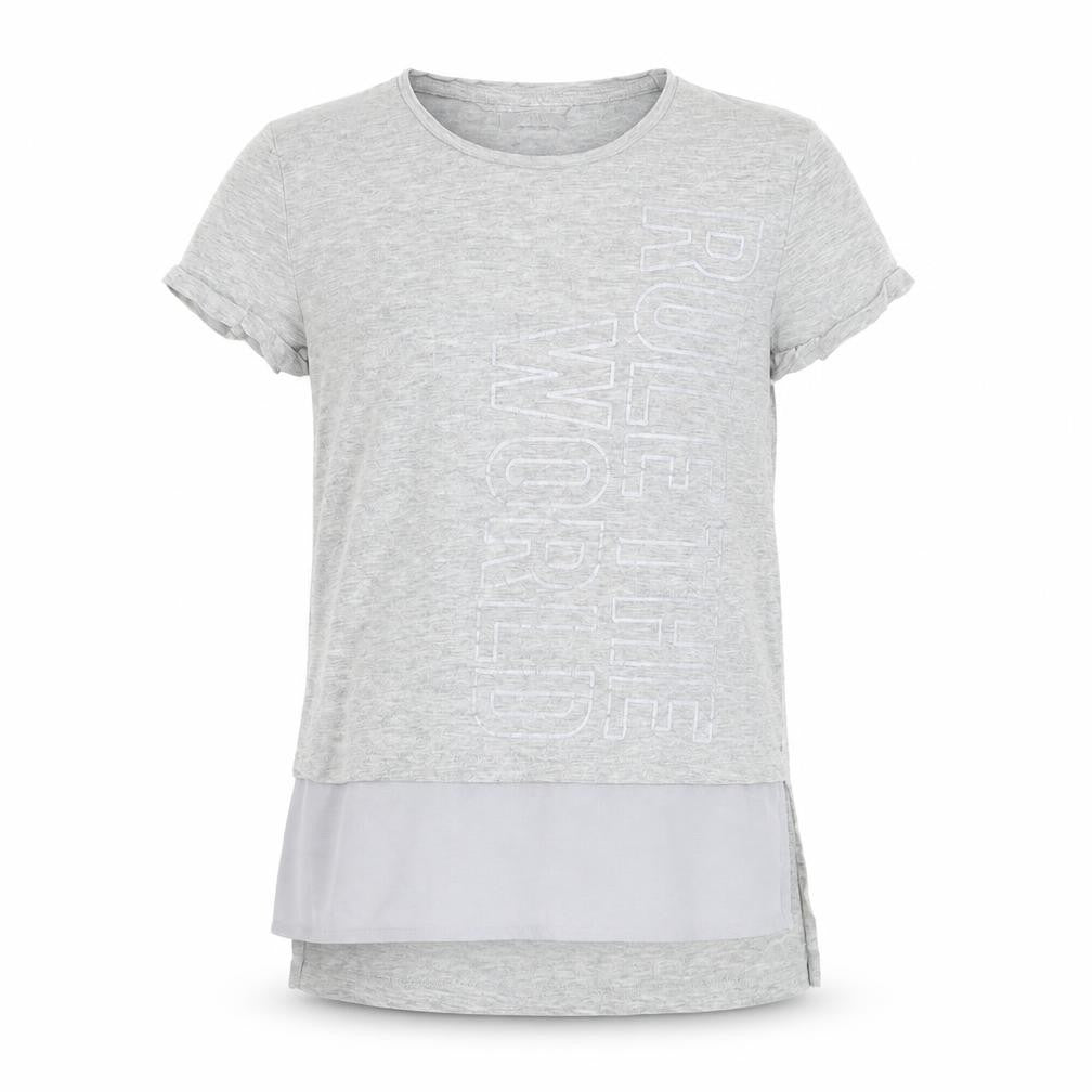 Preworn Girls Grey  Cotton Basic T-Shirt Size 11-12 Years Round Neck Pullover - Rule The World