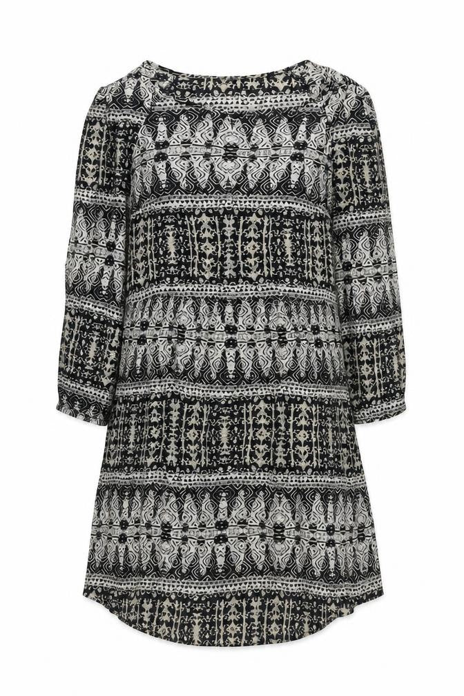 Staring at Stars Womens Black Geometric Polyester Shift  Size S  Round Neck Pullover