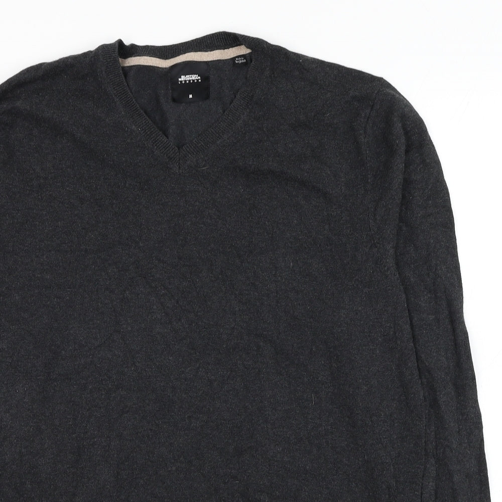 Burton Mens Grey V-Neck  Cotton Pullover Jumper Size M