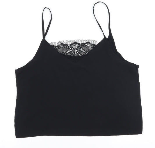 Preworn Womens Black  Polyester Camisole Blouse Size M V-Neck