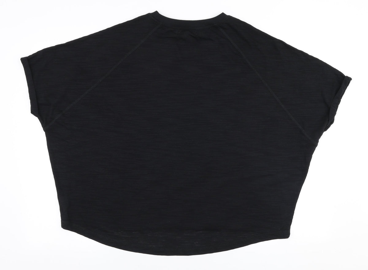 River Island Womens Black  Polyester Jersey T-Shirt Size S Round Neck Pullover