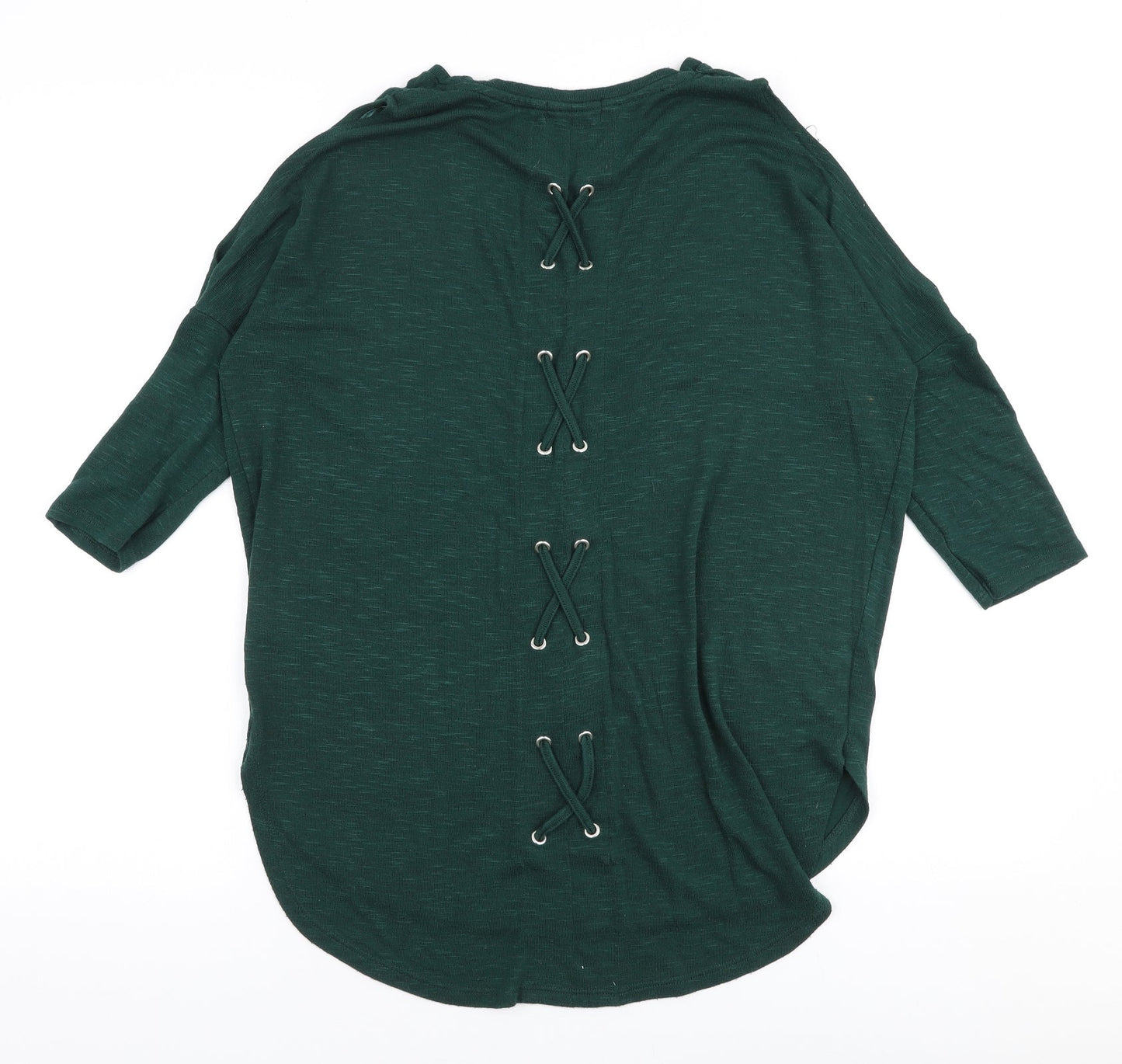 Papaya Womens Green  Viscose Basic Blouse Size S Round Neck