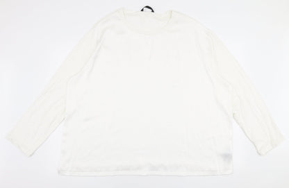 Dunnes Womens White  Polyester Jersey Blouse Size 2XL Round Neck