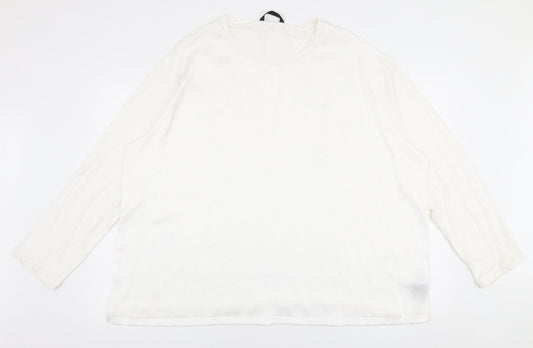 Dunnes Stores Womens White  Polyester Jersey Blouse Size 2XL Round Neck