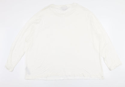 Dunnes Womens White  Polyester Jersey Blouse Size 2XL Round Neck