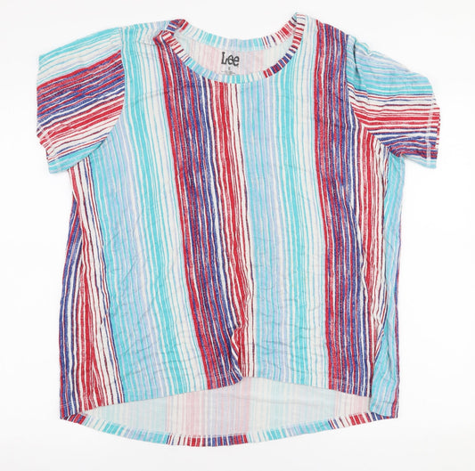 Lee  Womens Multicoloured Striped Polyester Jersey Blouse Size XL Round Neck