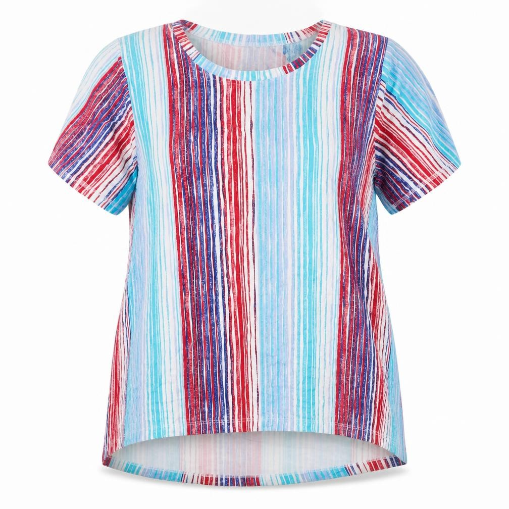 Lee  Womens Multicoloured Striped Polyester Jersey Blouse Size XL Round Neck