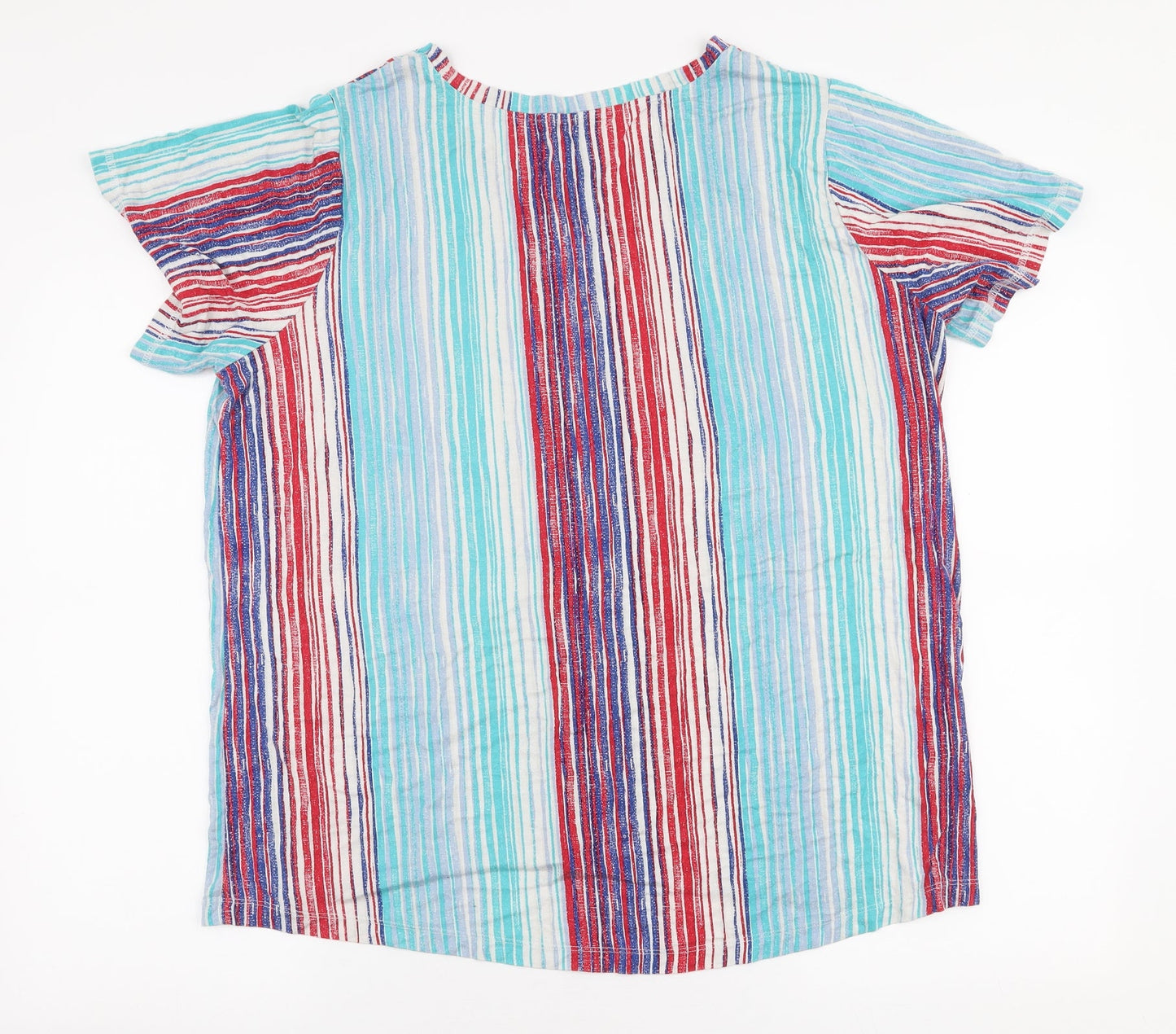 Lee  Womens Multicoloured Striped Polyester Jersey Blouse Size XL Round Neck