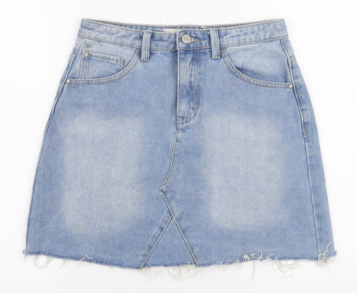 Denim Co Womens Blue  Polyester A-Line Skirt Size 8   Zip