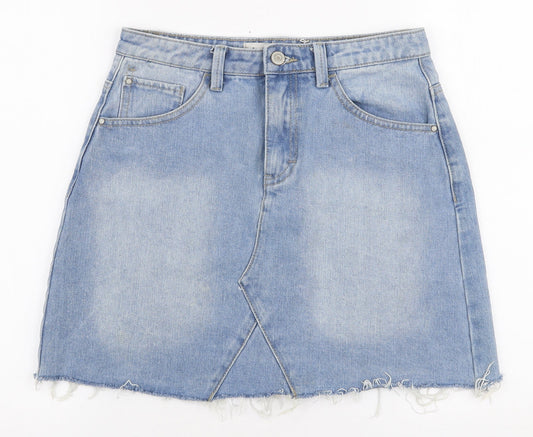 Denim Co Womens Blue  Polyester A-Line Skirt Size 8   Zip