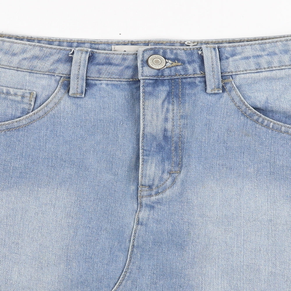 Denim Co Womens Blue  Polyester A-Line Skirt Size 8   Zip