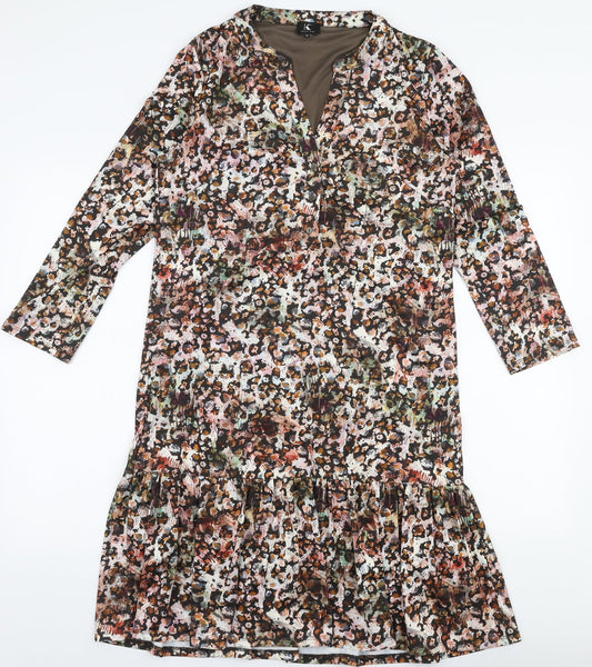 K Design Womens Multicoloured Floral Polyester Trapeze & Swing  Size XS  V-Neck Pullover