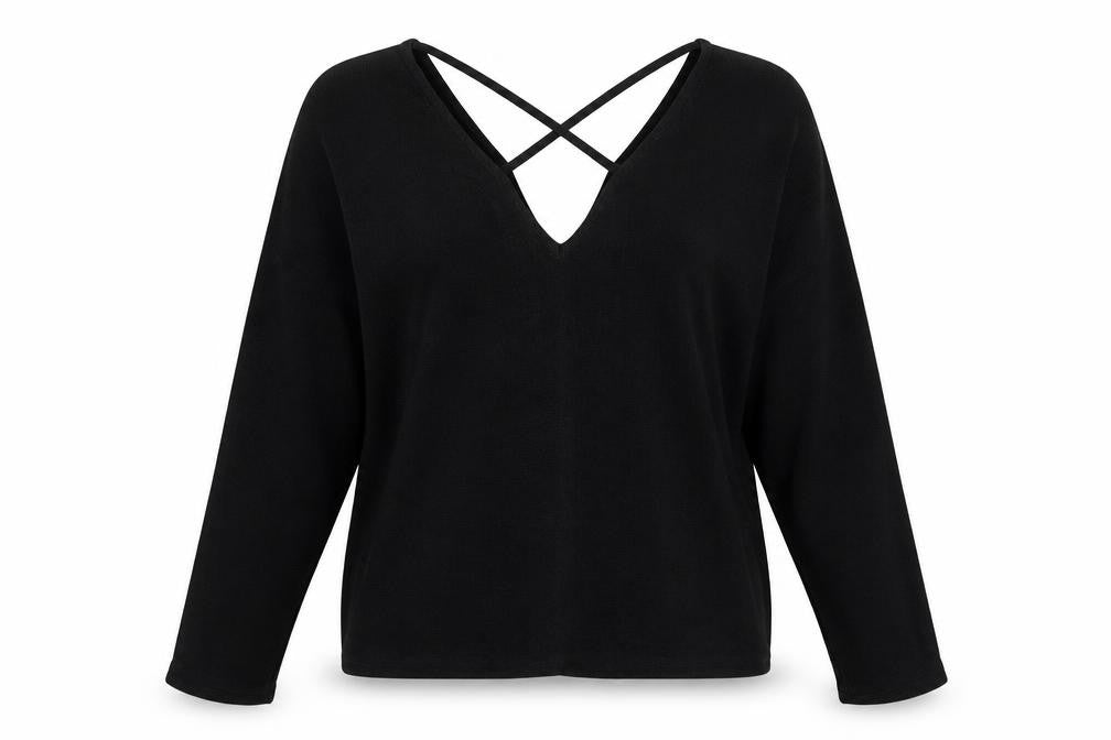 River Island Womens Black V-Neck  Polyester Pullover Jumper Size 8   - Cold shoulder