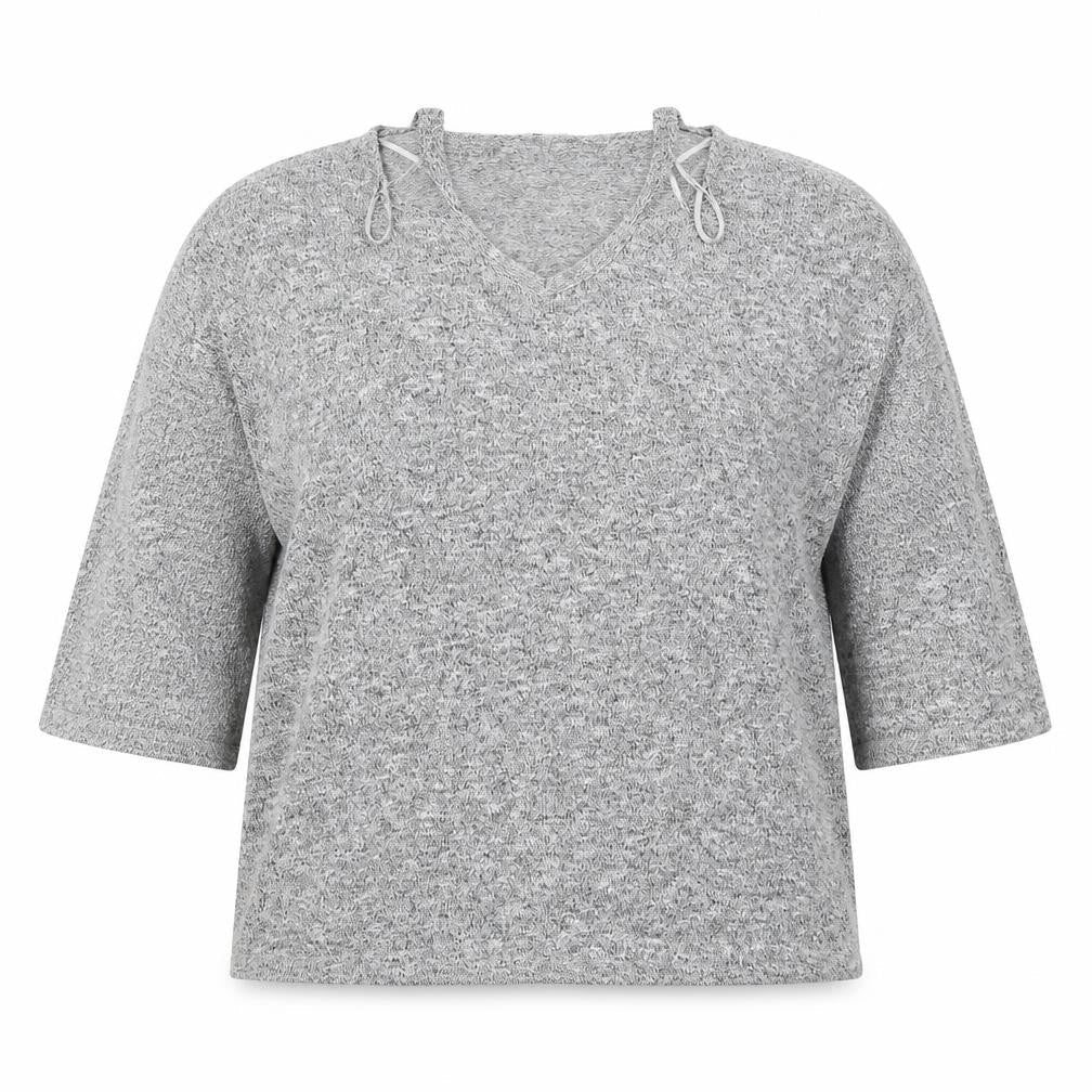TU Womens Grey V-Neck  Polyester Pullover Jumper Size 12