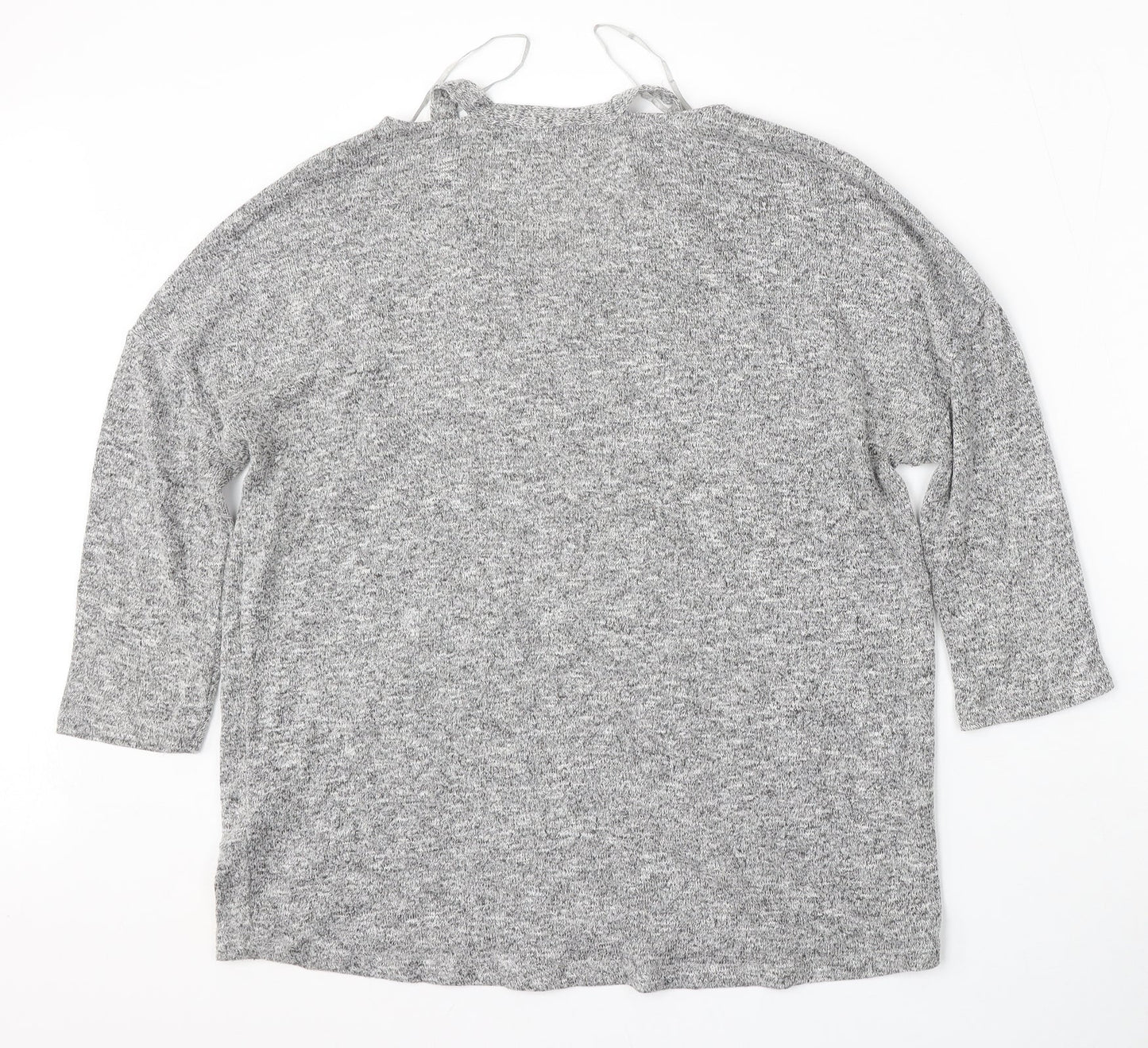 TU Womens Grey V-Neck  Polyester Pullover Jumper Size 12