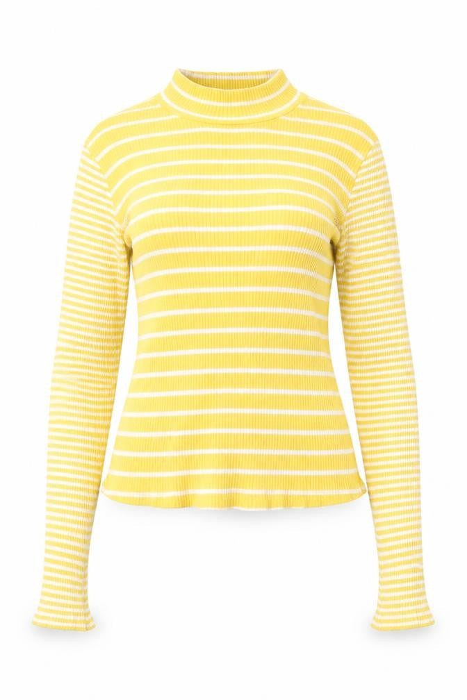 Glamorous Womens Yellow Round Neck Striped Cotton Pullover Jumper Size 14