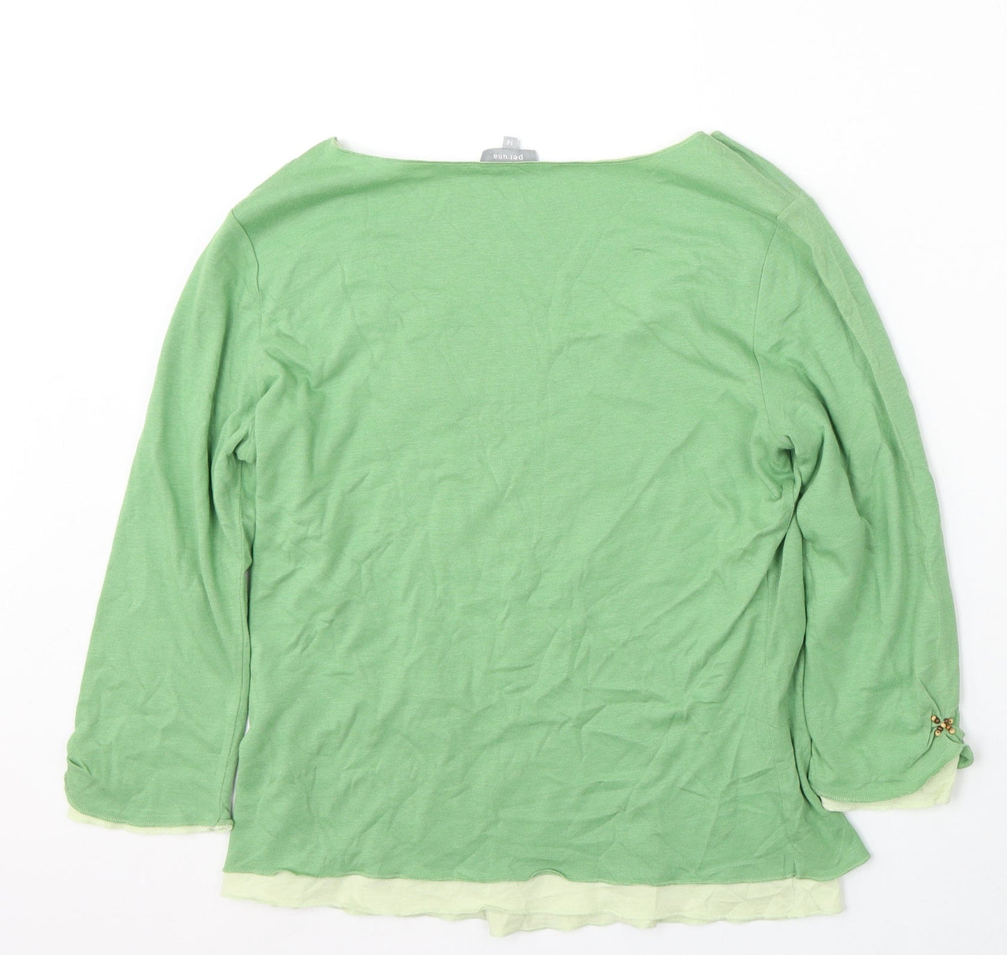 Per Una Womens Green Round Neck  Cotton Pullover Jumper Size 14