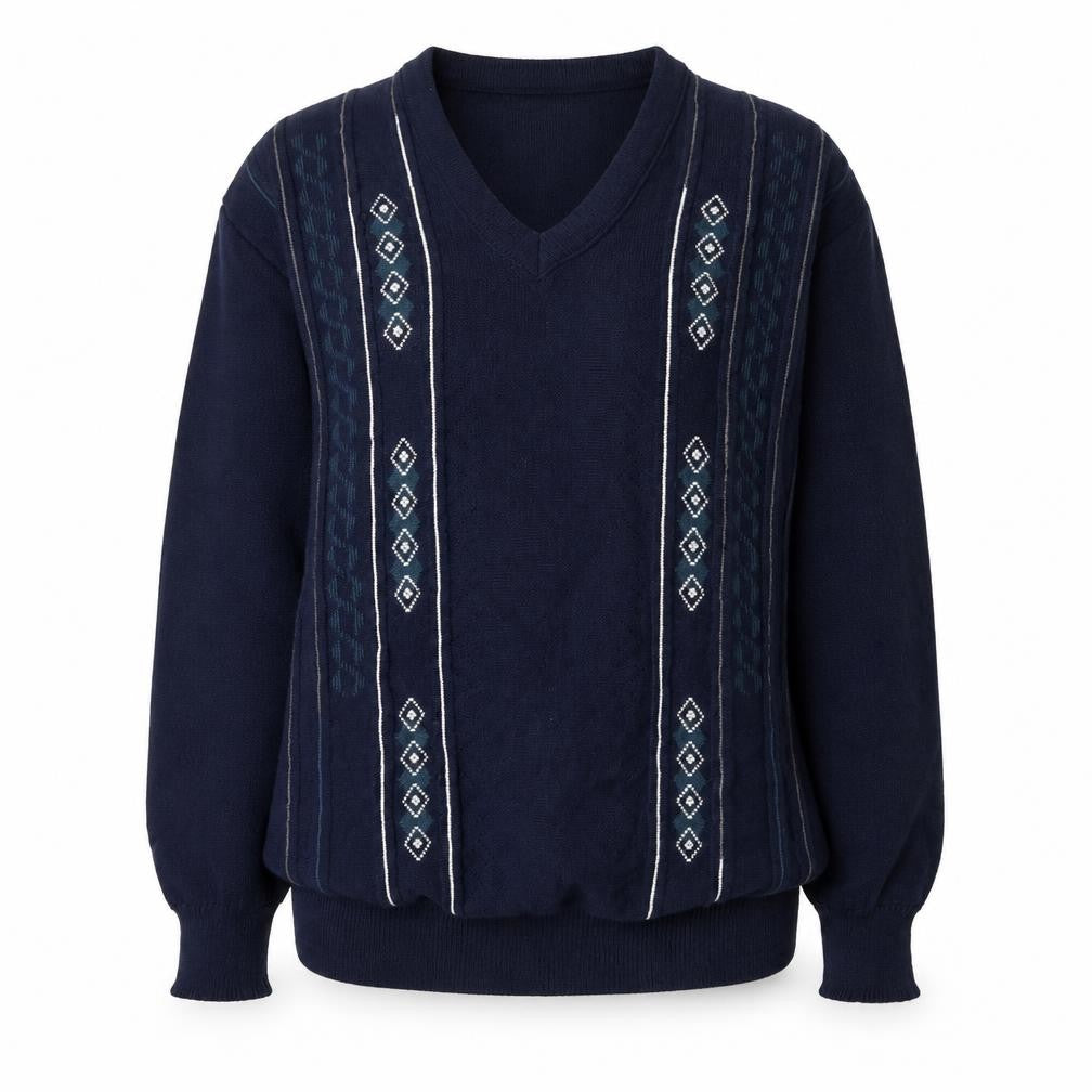 JBC Collection Womens Blue V-Neck  Acrylic Pullover Jumper Size M