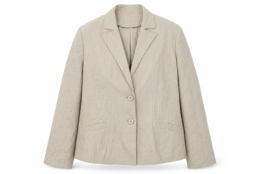 Klass Womens Beige Striped Viscose Jacket Suit Size 16
