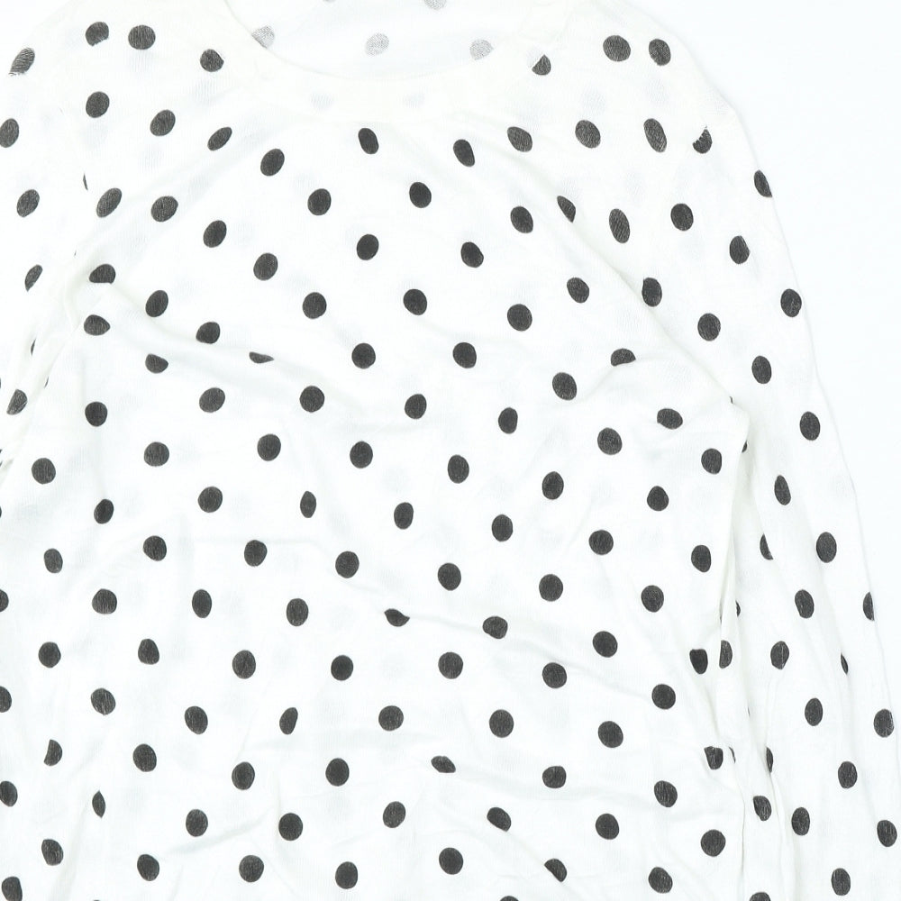 ASOS Womens White Round Neck Geometric Polyester Pullover Jumper Size M